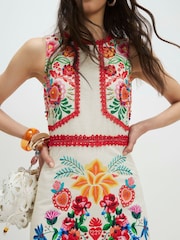 River Island Cream Floral Print Cut Out Maxi Dress - Image 4 of 4