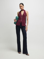 River Island Red Sleeveless Scarf Neck Waistcoat - Image 2 of 4