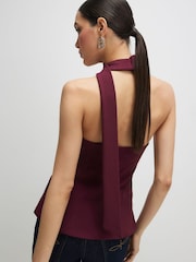 River Island Red Sleeveless Scarf Neck Waistcoat - Image 3 of 4