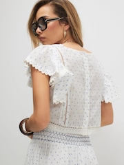 River Island Embroidered Sea Life Ruffle Top - Image 4 of 4