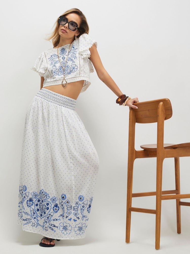 River Island Embroidered Sea Life Maxi Skirt - 圖片 1，共 4