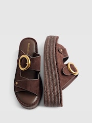 River Island Brown Ring Buckle Strap Wedge Sandals - Image 4 of 6
