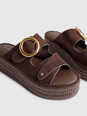 River Island Brown Ring Buckle Strap Wedge Sandals - Image 6 of 6