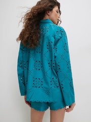 River Island Blue Poplin Cutwork Shirt - Image 4 of 4