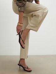 River Island Brown Toe Thong Heeled Sandals - Image 1 of 6
