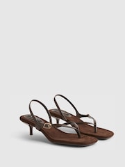 River Island Brown Toe Thong Heeled Sandals - Image 3 of 6