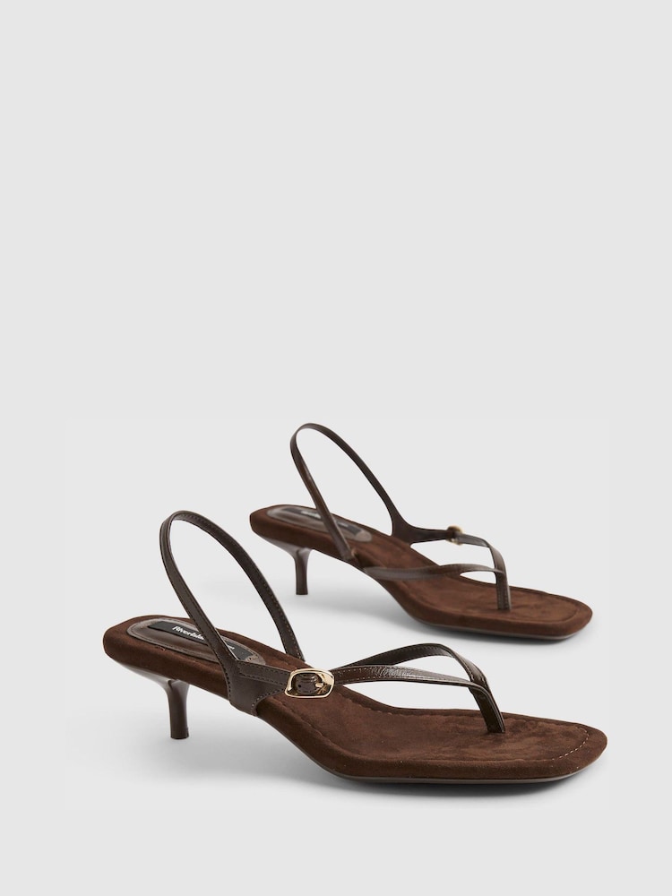 River Island Brown Toe Thong Heeled Sandals - Image 6 of 6
