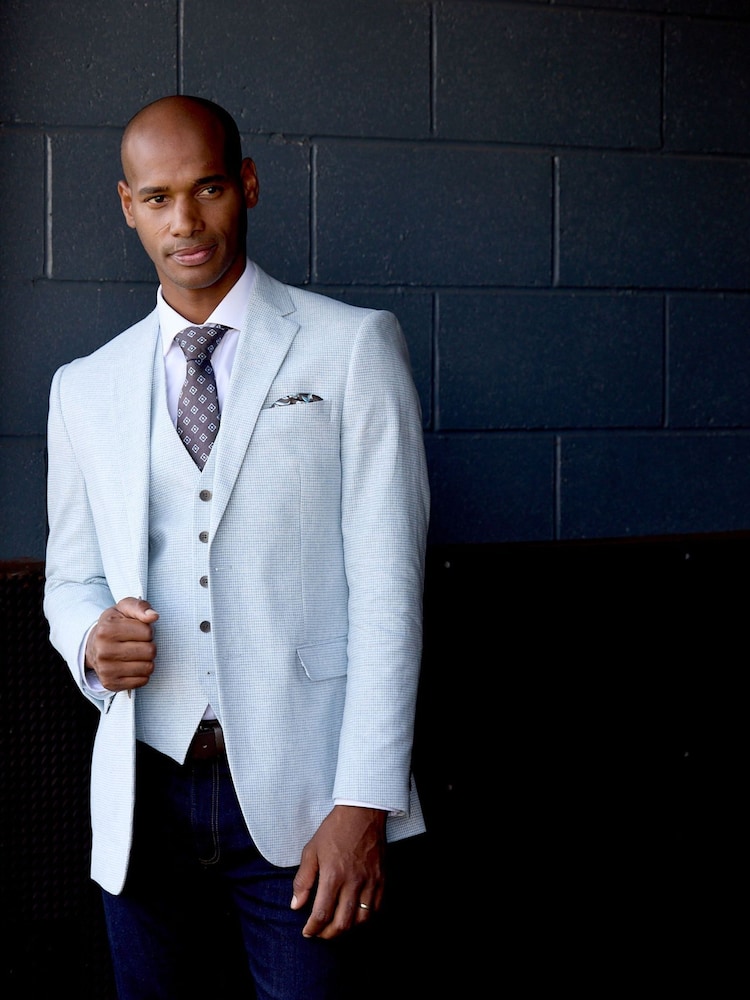 Skopes Blue Aurelio Tailored Fit Houndstooth Check Jacket - Image 1 of 7 Skopes Blue Aurelio Tailored Fit Houndstooth Check Jacket - Image 1 of 7