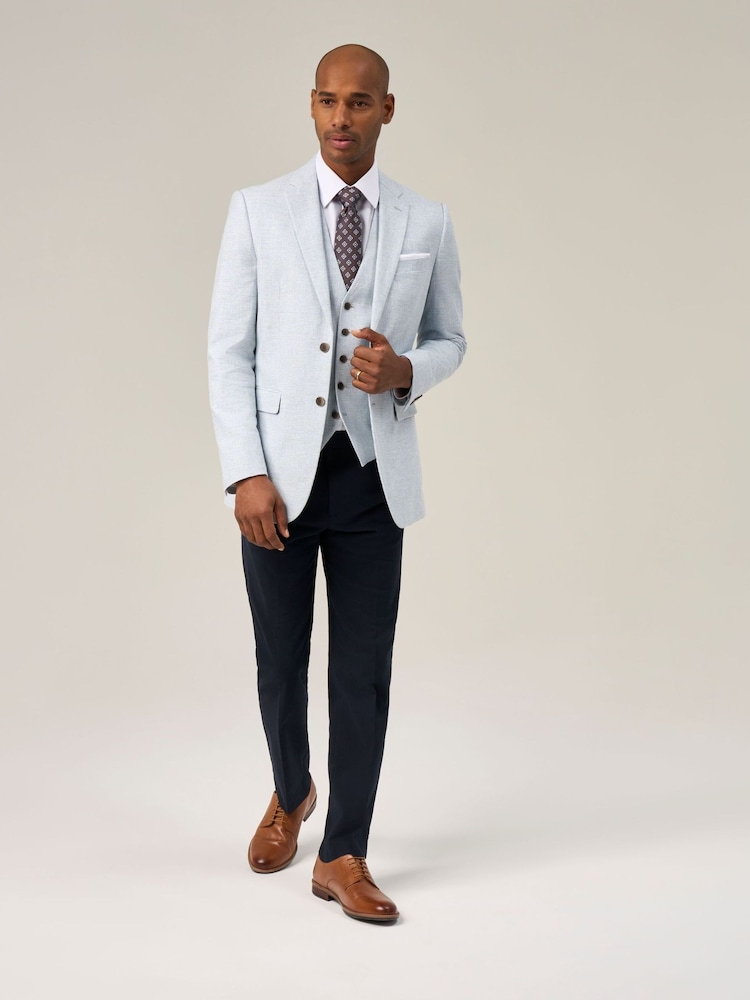 Skopes Blue Aurelio Tailored Fit Houndstooth Check Jacket - Image 2 of 7 Skopes Blue Aurelio Tailored Fit Houndstooth Check Jacket - Image 2 of 7