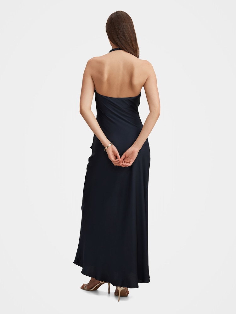 Forever New Blue Abby Halter Neck Satin Maxi Dress - Image 2 of 4
