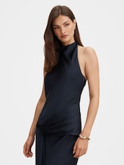 Forever New Blue Abby Halter Neck Satin Maxi Dress - Image 4 of 4