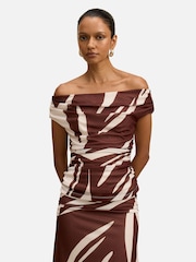 Forever New Brown Mimi Petite Off Shoulder Top - Image 1 of 5