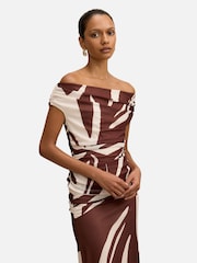 Forever New Brown Mimi Petite Off Shoulder Top - Image 4 of 5