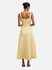 Forever New Yellow Hayden Petite Square Neck Midi Dress Contains Linen - Image 2 of 4