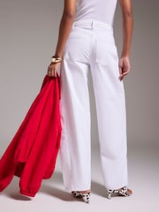 River Island White Mid Rise Drawcord Baggy Barrel Leg Jeans - Image 6 of 7