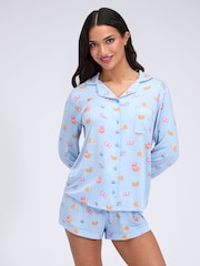 Boux Avenue Blue Breakfast Print Short Pyjama Set - Image 1 of 6