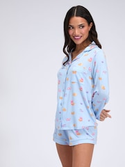 Boux Avenue Blue Breakfast Print Short Pyjama Set - Image 3 of 6