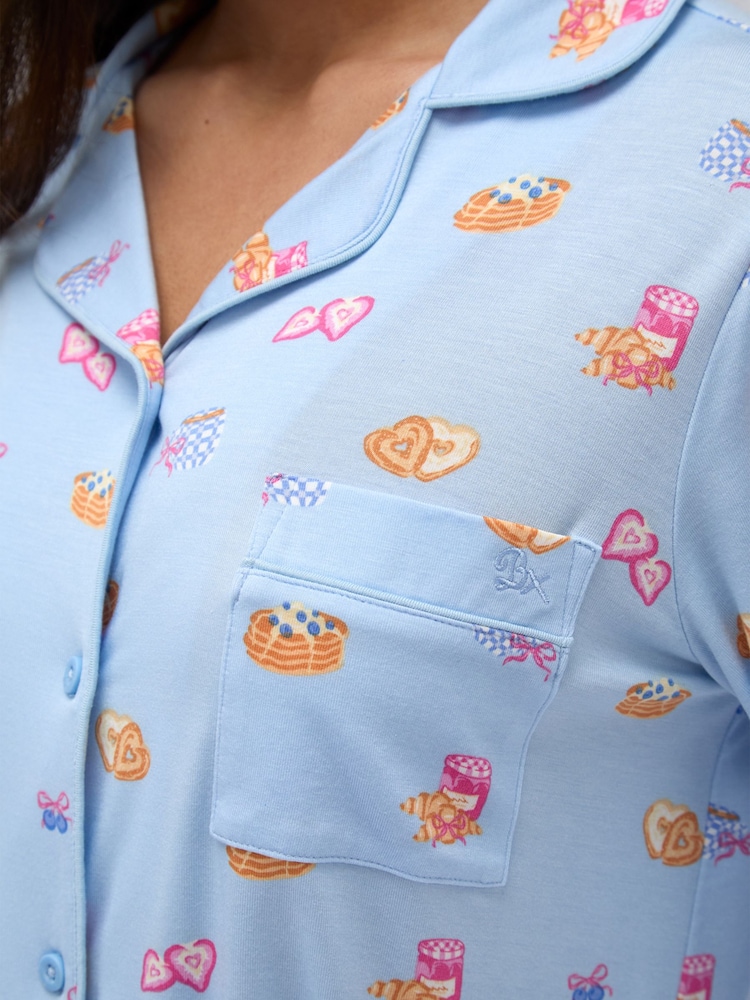 Boux Avenue Blue Breakfast Print Short Pyjama Set - Image 6 of 6