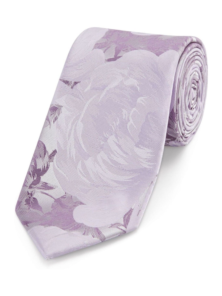 Skopes Purple Silk Floral Tie & Pocket Square Set - Image 2 of 5