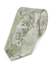 Skopes Green Silk Floral Tie & Pocket Square Set - Image 1 of 5