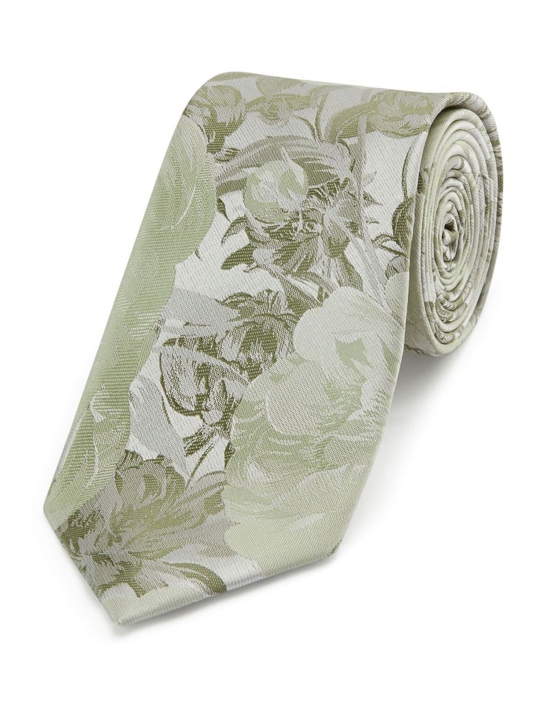 Skopes Green Silk Floral Tie & Pocket Square Set - Image 1 of 5