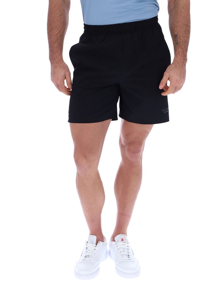 Ted Baker Sport Stanley Lightweight 7" Woven Training Black Shorts - Image 1 of 5 Ted Baker Sport Stanley Lightweight 7" Woven Training Black Shorts - Image 1 of 5