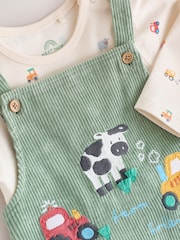 Green Farm Cord Dungarees and Bodysuit Baby Set (0mths-3yrs) - Image 4 of 6