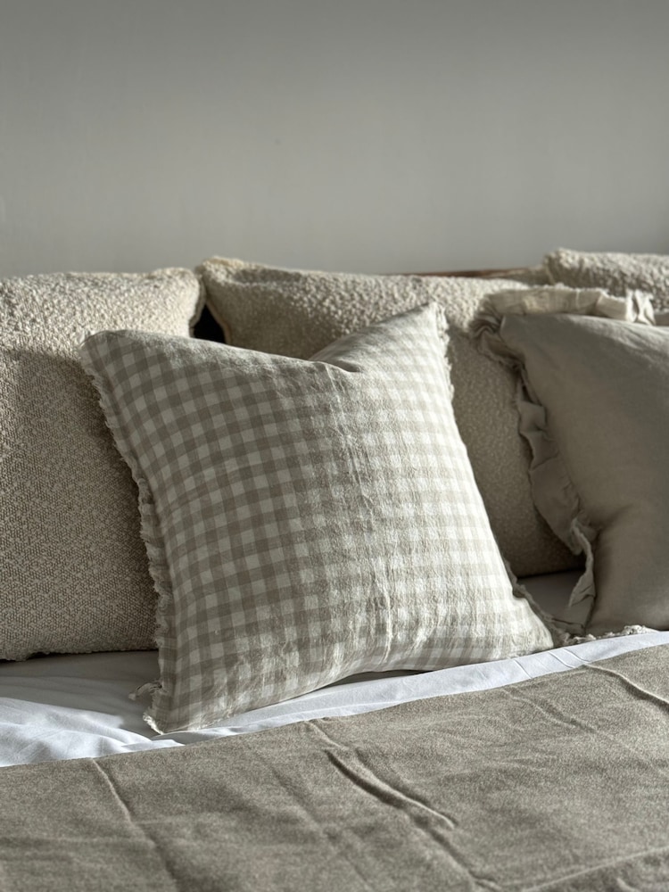 Ellenvale Interiors Natural Esmee Gingham Cushion Cover 45 x 45cm 45 X 45cm - Image 4 of 4 Ellenvale Interiors Natural Esmee Gingham Cushion Cover 45 x 45cm 45 X 45cm - Image 4 of 4