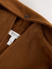 Tan Brown N.Premium Handsewn Fringe Scarf Coat With Wool - Image 5 of 8