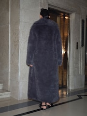 Gris anthracite - Plush Faux Fur Maxi Coat - Image 3 de 7