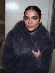 Gris anthracite - Plush Faux Fur Maxi Coat - Image 4 de 7