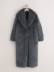 Gris anthracite - Plush Faux Fur Maxi Coat - Image 5 de 7