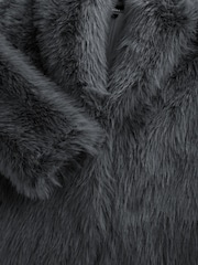 Gris anthracite - Plush Faux Fur Maxi Coat - Image 6 de 7