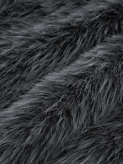 Gris anthracite - Plush Faux Fur Maxi Coat - Image 7 de 7