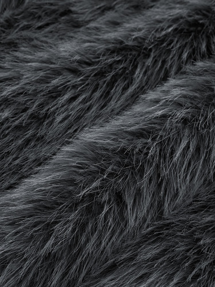 Gris anthracite - Plush Faux Fur Maxi Coat - Image 7 de 7 Gris anthracite - Plush Faux Fur Maxi Coat - Image 7 de 7