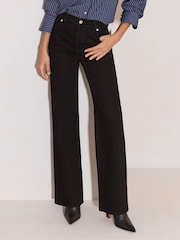 Lipsy Black Adjustable Waist Wide Leg Jeans - Image 1 of 1