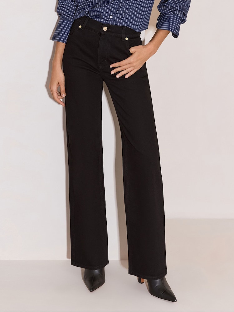 Lipsy Black Adjustable Waist Wide Leg Jeans - Image 1 of 1 Lipsy Black Adjustable Waist Wide Leg Jeans - Image 1 of 1