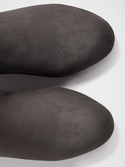 Friends Like These Grey Wide Fit Low Block Heel Stretch Long Knee High Sock Boots - Image 4 of 5