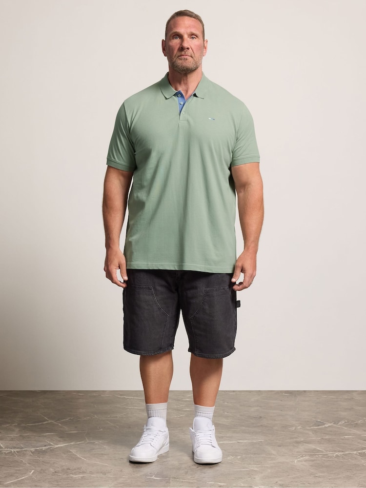 BadRhino Big & Tall Green Contrast Core Polo Shirt - Image 2 of 6