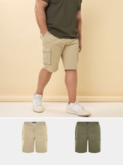 BadRhino Big & Tall Green 2 Pack Stretch Chino Shorts - Image 1 of 2