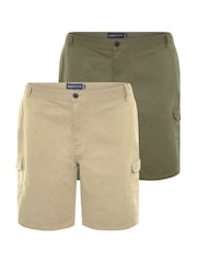 BadRhino Big & Tall Green 2 Pack Stretch Chino Shorts - Image 2 of 2