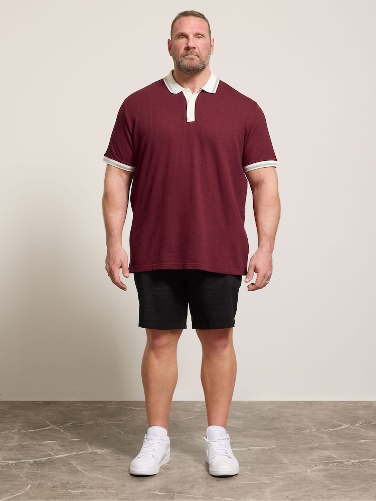 بني/أحمر - BadRhino Big & Tall Mini Check Textured Polo Shirt - Image 2 of 6