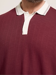 بني/أحمر - BadRhino Big & Tall Mini Check Textured Polo Shirt - Image 4 of 6