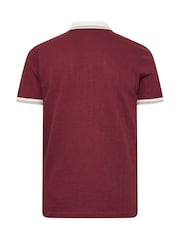 بني/أحمر - BadRhino Big & Tall Mini Check Textured Polo Shirt - Image 6 of 6