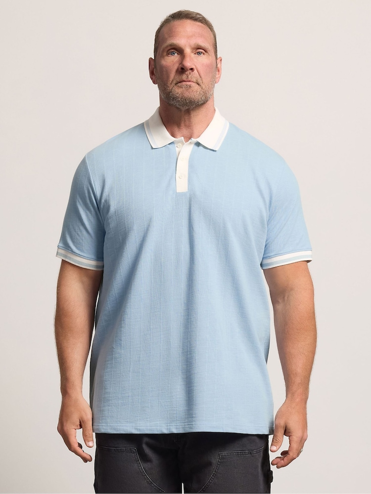 BadRhino Big & Tall Chambray Blue BadRhino Big & Tall Mini Check Textured Polo Shirt - Image 1 of 6 BadRhino Big & Tall Chambray Blue BadRhino Big & Tall Mini Check Textured Polo Shirt - Image 1 of 6