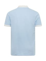 BadRhino Big & Tall Chambray Blue BadRhino Big & Tall Mini Check Textured Polo Shirt - Image 6 of 6