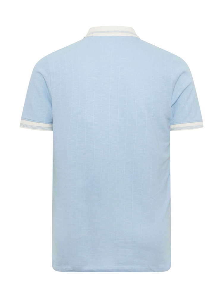BadRhino Big & Tall Chambray Blue BadRhino Big & Tall Mini Check Textured Polo Shirt - Image 6 of 6 BadRhino Big & Tall Chambray Blue BadRhino Big & Tall Mini Check Textured Polo Shirt - Image 6 of 6