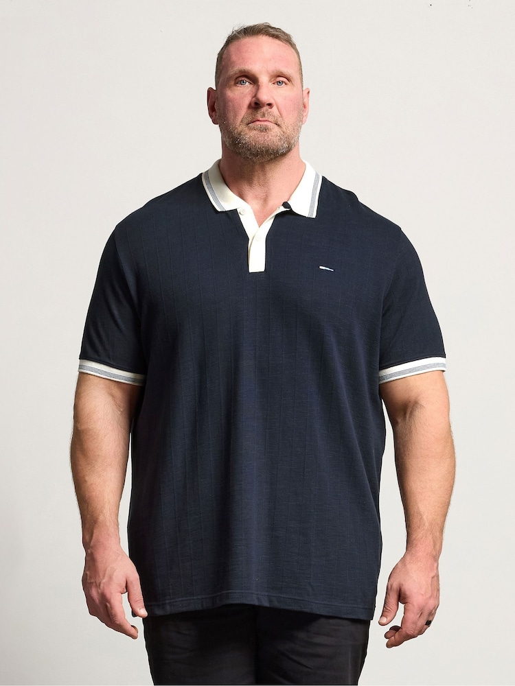 BadRhino Big & Tall Mini Check Textured Polo Shirt - Image 1 of 4