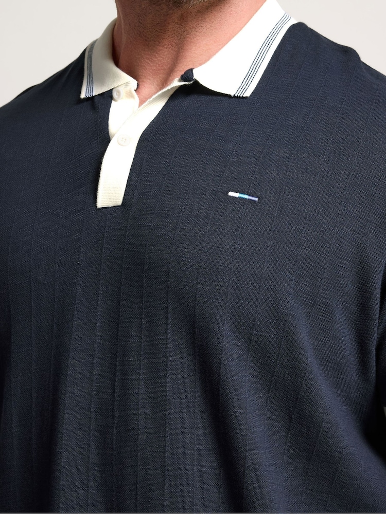 BadRhino Big & Tall Mini Check Textured Polo Shirt - Image 4 of 4