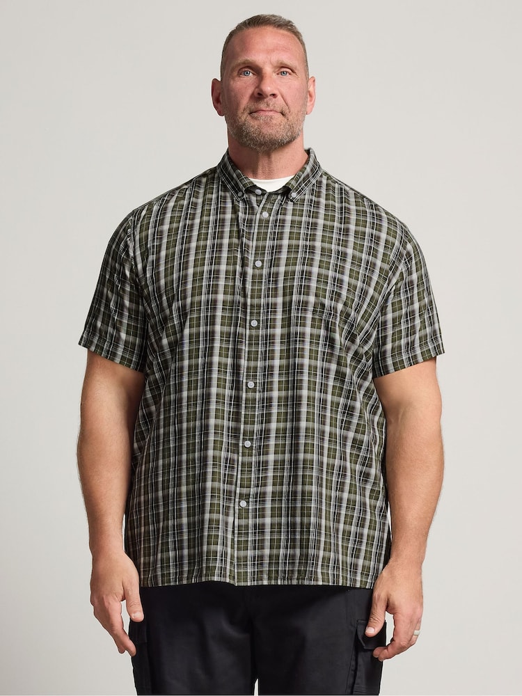 BadRhino Big & Tall Green Checked Short Sleeve Shirt - Image 1 of 6 BadRhino Big & Tall Green Checked Short Sleeve Shirt - Image 1 of 6